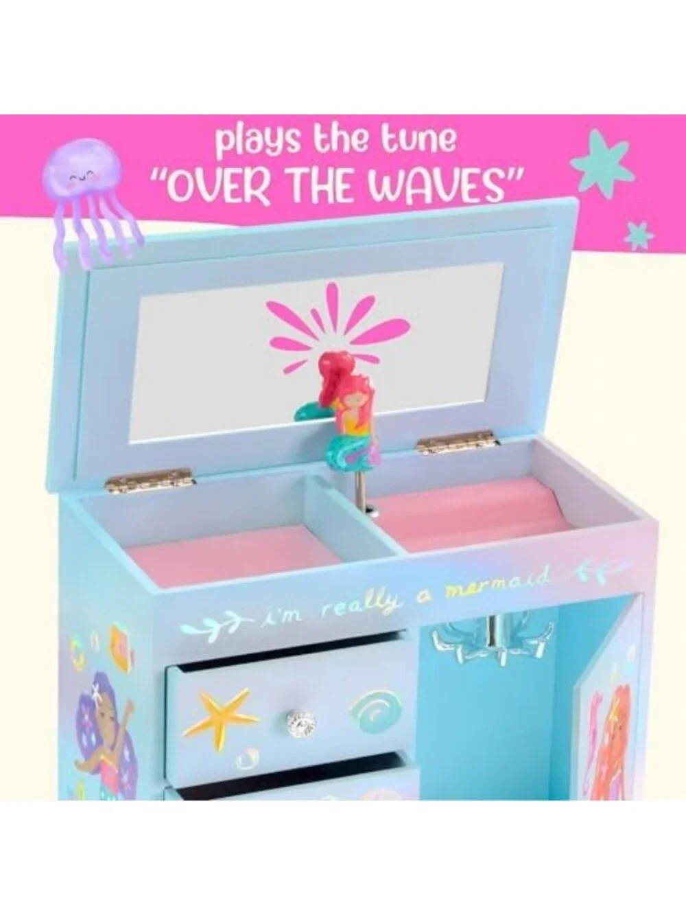Musical Mermaid Jewelry Box for Girls - Enchanting Gift with Twinkling Lights